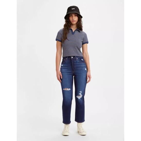 Levi's Women's Premium Ribcage Straight Ankle Jeans, Dark Indigo 30x27 New - Picture 1 of 11